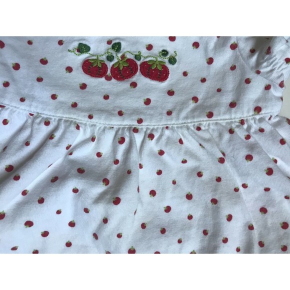 Girl's Size 9M 6-9 Months Two Piece White Tomatoes Embroidered Dress & DC Set - Picture 5 of 6